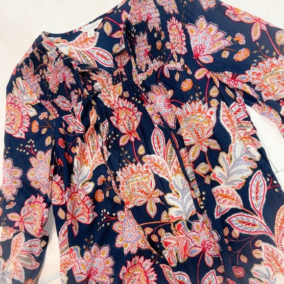 Lucky brand flowy floral tie neck long sleeve top ❤️ - Picture 4 of 8